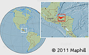 Savanna Style Location Map of Yoro, within the entire country, hill shading