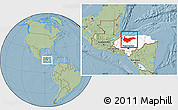 Savanna Style Location Map of Yoro, highlighted country, hill shading