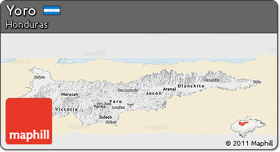 Classic Style Panoramic Map of Yoro, single color outside