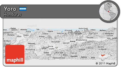 Silver Style Panoramic Map of Yoro