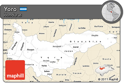 Classic Style Simple Map of Yoro