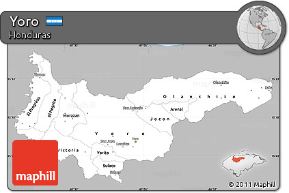 Gray Simple Map of Yoro, single color outside