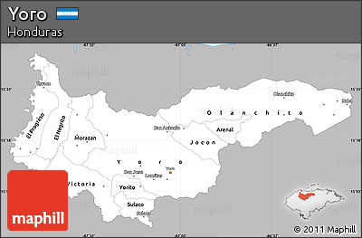 Gray Simple Map of Yoro, single color outside