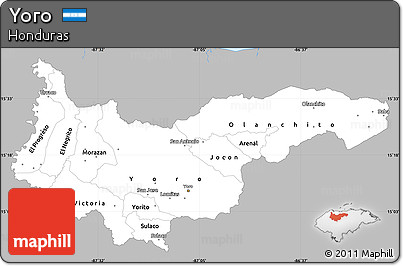 Gray Simple Map of Yoro, single color outside