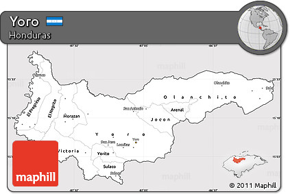 Silver Style Simple Map of Yoro, cropped outside
