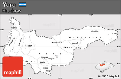 Silver Style Simple Map of Yoro, cropped outside