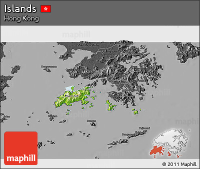 Physical 3D Map of Islands, darken, desaturated