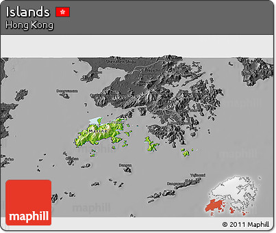 Physical 3D Map of Islands, darken, desaturated
