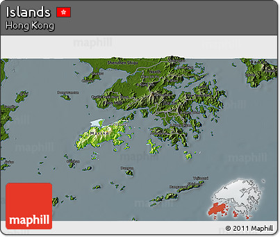 Physical 3D Map of Islands, darken