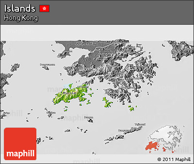 Physical 3D Map of Islands, desaturated