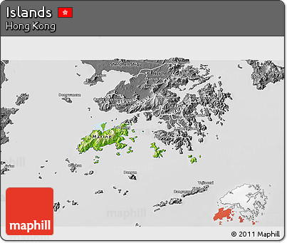 Physical 3D Map of Islands, desaturated