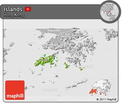 Physical 3D Map of Islands, lighten, desaturated