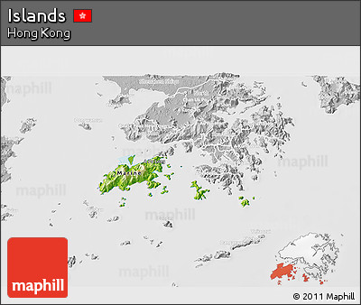 Physical 3D Map of Islands, lighten, desaturated