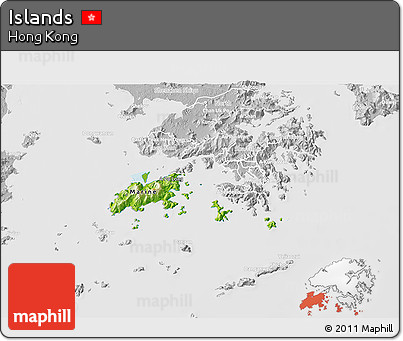 Physical 3D Map of Islands, lighten, desaturated