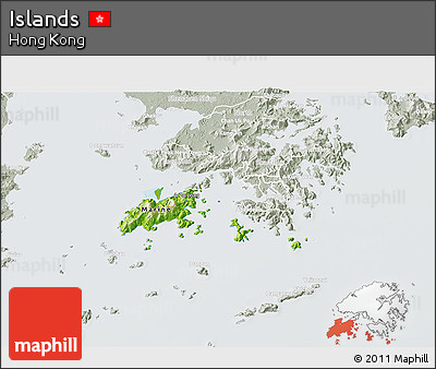 Physical 3D Map of Islands, lighten, semi-desaturated