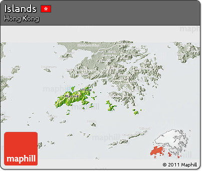 Physical 3D Map of Islands, lighten, semi-desaturated