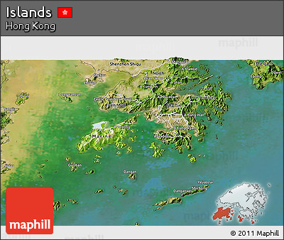 Physical 3D Map of Islands, satellite outside