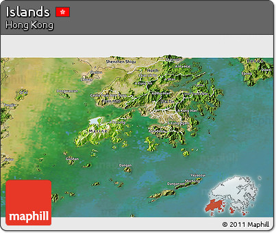 Physical 3D Map of Islands, satellite outside