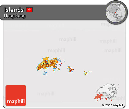 Political 3D Map of Islands, cropped outside
