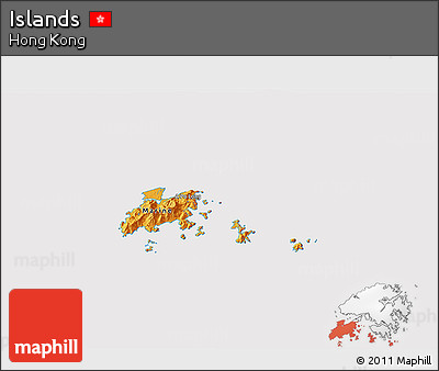Political 3D Map of Islands, cropped outside