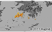 Political 3D Map of Islands, darken, desaturated