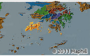 Political 3D Map of Islands, darken