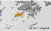 Political 3D Map of Islands, desaturated