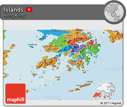 Political 3D Map of Islands