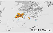 Political 3D Map of Islands, lighten, desaturated