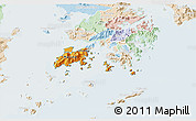 Political 3D Map of Islands, lighten