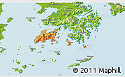 Political 3D Map of Islands, physical outside