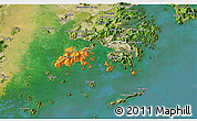 Political 3D Map of Islands, satellite outside
