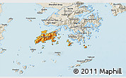 Political 3D Map of Islands, shaded relief outside