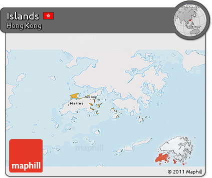 Political 3D Map of Islands, single color outside