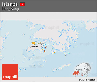 Political 3D Map of Islands, single color outside