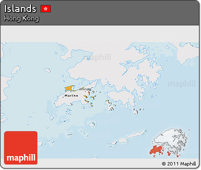 Political 3D Map of Islands, single color outside