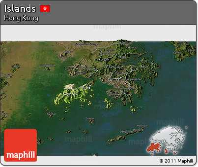 Satellite 3D Map of Islands, darken