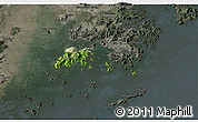 Satellite 3D Map of Islands, darken, semi-desaturated