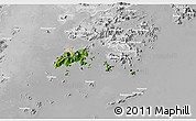 Satellite 3D Map of Islands, lighten, desaturated