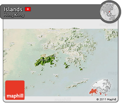Satellite 3D Map of Islands, lighten