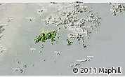 Satellite 3D Map of Islands, lighten, semi-desaturated