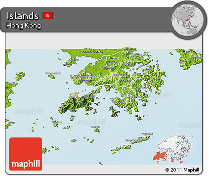 Satellite 3D Map of Islands, physical outside