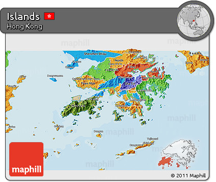 Satellite 3D Map of Islands, political outside