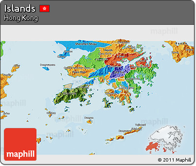 Satellite 3D Map of Islands, political outside