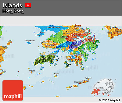 Satellite 3D Map of Islands, political outside