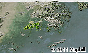 Satellite 3D Map of Islands, semi-desaturated