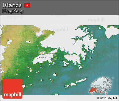 Satellite 3D Map of Islands, single color outside