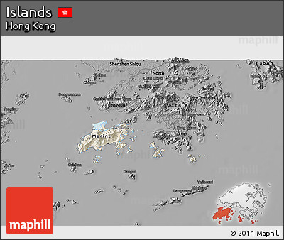 Shaded Relief 3D Map of Islands, darken, desaturated