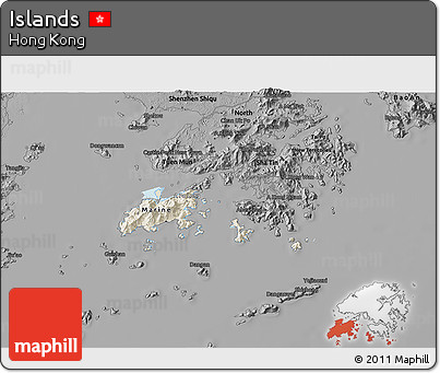 Shaded Relief 3D Map of Islands, darken, desaturated