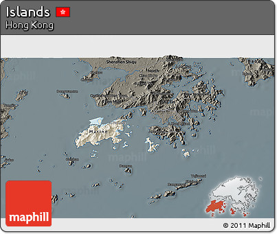 Shaded Relief 3D Map of Islands, darken